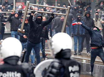 Aşırı sağcı gruplar Brüksel'i savaş alanına çevirdi