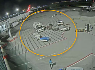 Yeni Havalimanında kaza teğet geçti! El frenini çekmeyi unutunca...