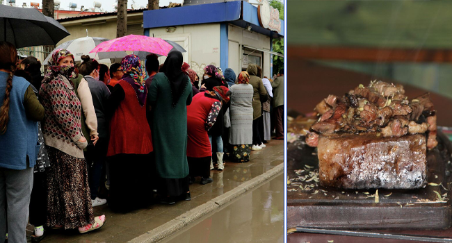 Vatandaş ucuz ekmek kuyruğunda, yabancılar İzmir'de 16 bin TL'lik et için sırada