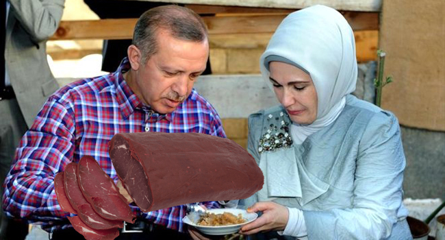 Parası vatandaşın cebinden çıkmış: Erdoğan’a 466 bin liralık hediye pastırma