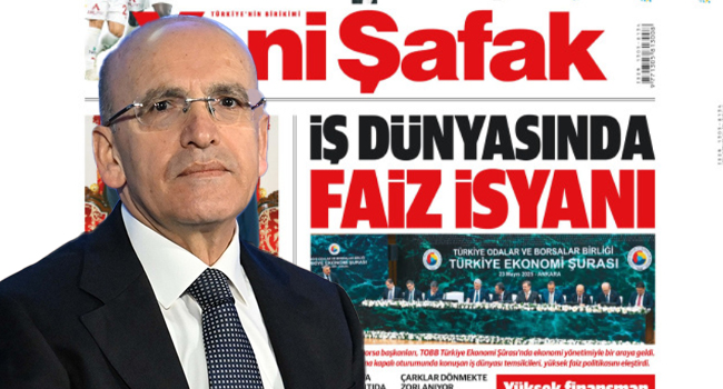 Yandaş Yeni Şafak, Bakan Şimşek'i manşetten yine hedef aldı