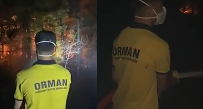 Bez maske ve tişörtle alevlerin ortasına atıldılar!...