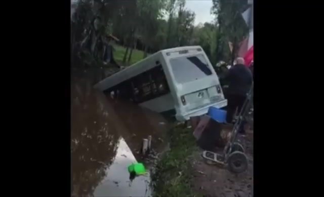 Minibüs su kanalına düştü